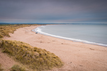 Fototapeta na wymiar Druridge Bay Beach / Druridge Bay is a seven mile long beach in Northumberland between Amble to the north and Cresswell to the south