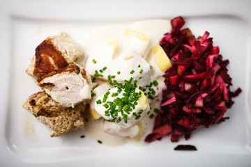 Grilled turkey with boiled potatoes