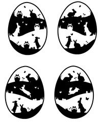 Decorative easter egg silhouettes icon set 