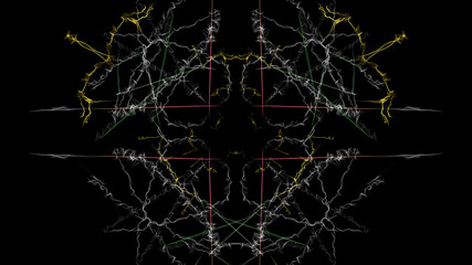 Modern abstract colored lines on black background.