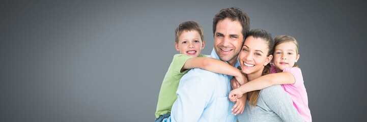 Fototapeta premium Family close together with grey background
