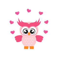 cartoon cute owl with lovely heart