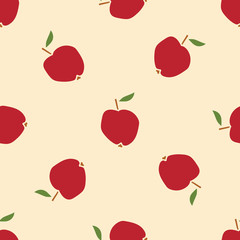 Red Apple seamless pattern. Fruit background. Vector illustration.