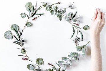 Trendy design with eucalyptus pattern on white background top vi