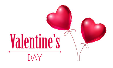 Happy Valentine's Day Background with Heart Balloons. Vector illustration