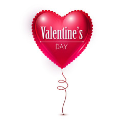 Red Heart Balloon. Happy Valentine's Day. Vector illustration