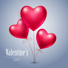 Obraz na płótnie Canvas Happy Valentine's Day Background with Heart Balloons. Vector illustration