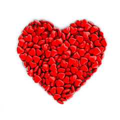 Plakat Collection of red love hearts forming a heart shape background