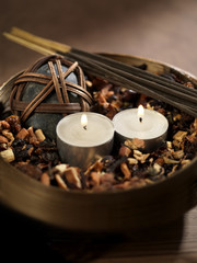 wonderful scents of spa with incense and candles