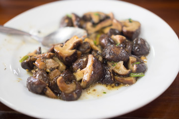 Stir fresh mushrooms food in Thailand