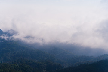 Mountain with mist at morning time.