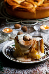 Egg Nog Cinnamon Rolls..style rustic .selective focus.
