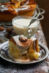 Egg Nog Cinnamon Rolls..style rustic .selective focus.