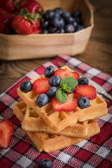 Waffles with berries.
