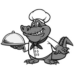 Cajun Chef Illustration - A vector cartoon illustration of a Cajun Alligator Chef mascot.