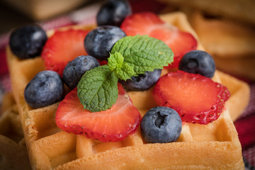 Waffles with berries.