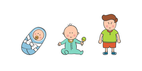 Vector illustration baby boy ages