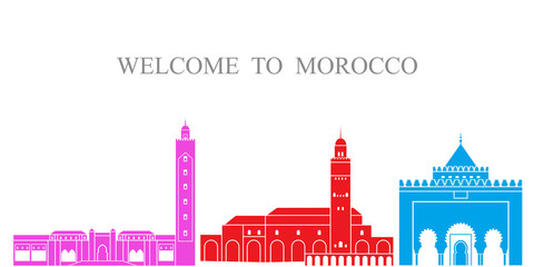 Obraz premium Morocco set. Isolated Morocco architecture on white background