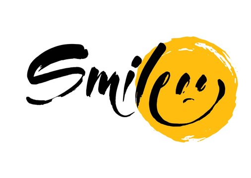 SMILE. Hand-drawn Lettering Of A Phrase Smile. Unique Typography Poster. Inspirational Quote. Vector Illustration.