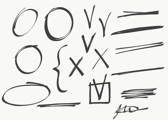 hand-drawn subjects on business, frames, buttons, web, graphics