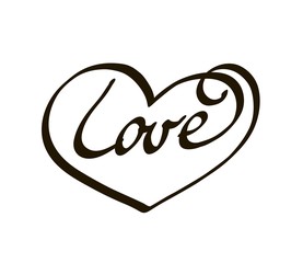 Beautiful typography background with hand drawn word Love. Handmade modern calligraphy