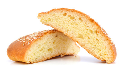 Whole wheat bread on white background