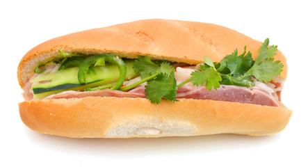 Closeup of sandwiches isolated on white background
