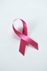 Ribbon for breast cancer awareness wooden