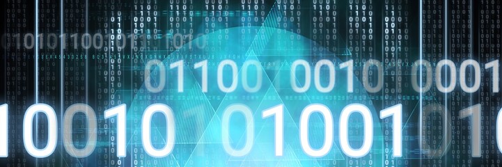 Code binary interface and turquoise background