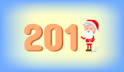 Happy new year 2018 and Merry Christmas text written card. Cute santa claus vector illustration