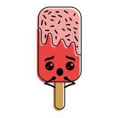 kawaii ice cream stick cartoon character vector illustration