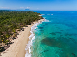 Beautiful tropical beach, view frome above, Dominican Republic