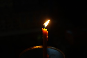 candle growing in the dark background