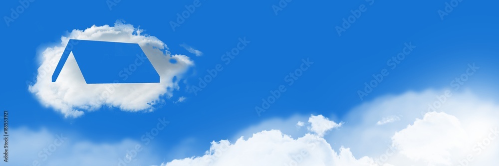 Sticker home roof cloud icon with sky