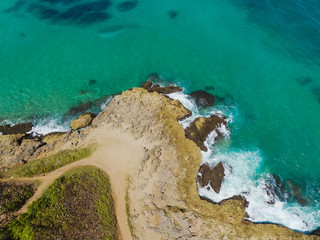Tropical shoreline, view frome the top
