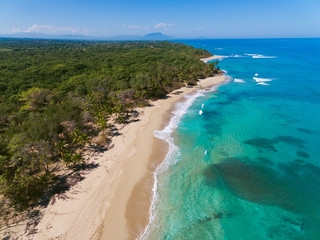 Beautiful tropical coastline, view frome above, Dominican Republic