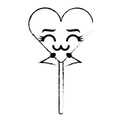 cartoon heart lollipop kawaii character vector illustration sketch design