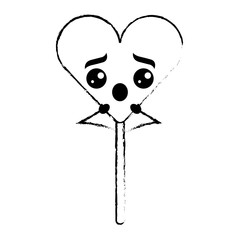 cartoon heart lollipop kawaii character vector illustration sketch design