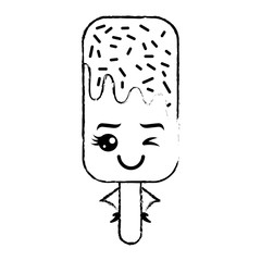 kawaii ice cream stick cartoon character vector illustration sketch design