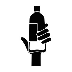 hand with bottle water plastic vector illustration design