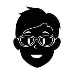 young man head avatar character vector illustration design