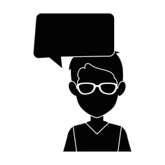 young man with speech bubble avatar character vector illustration design