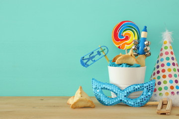 Purim celebration concept (jewish carnival holiday). © tomertu