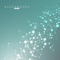 Structure molecule and communication. Dna, atom, neurons. Scientific concept for your design. Connected lines with dots. Medical, technology, chemistry, science background. Vector illustration.