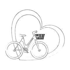 bicycle with love heart vector illustration design