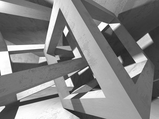 Fototapeta premium Dark empty room. Concrete rusty walls. Architecture background