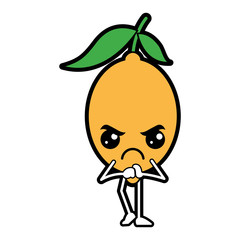 citrus lemon kawaii cartoon fruit vector illustration