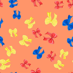 Seamless pattern with multi-colored bows.