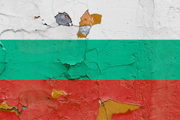 Bulgarian flag painted on a weathered concrete wall