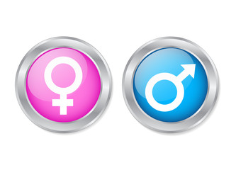 Male and Female Button Rounded, stock vector illustration